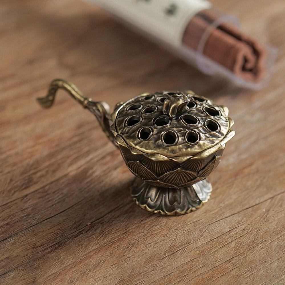 New Chinese Style Incense Burner Good Symbolism Zinc Alloy Incense Holder Lotus Lucky Cat Accessories Indoor Aromatherapy