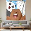 We Bare Bears Cartoon Trio Wall Tapestry Panda Ice Bear Grizzly Smiling Blue Sky Kids Decor for Nursery Bedroom Dorm Gift