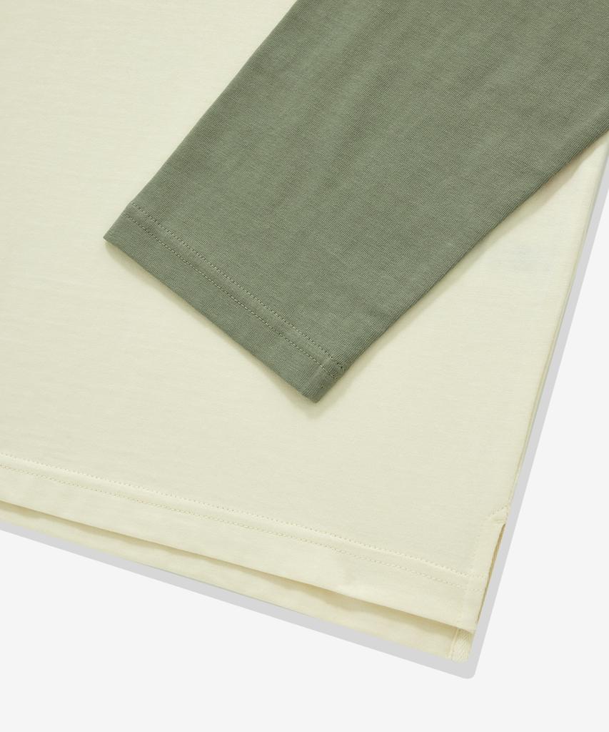 COVERNAT Baseball Two-Tone Long Sleeve Cream