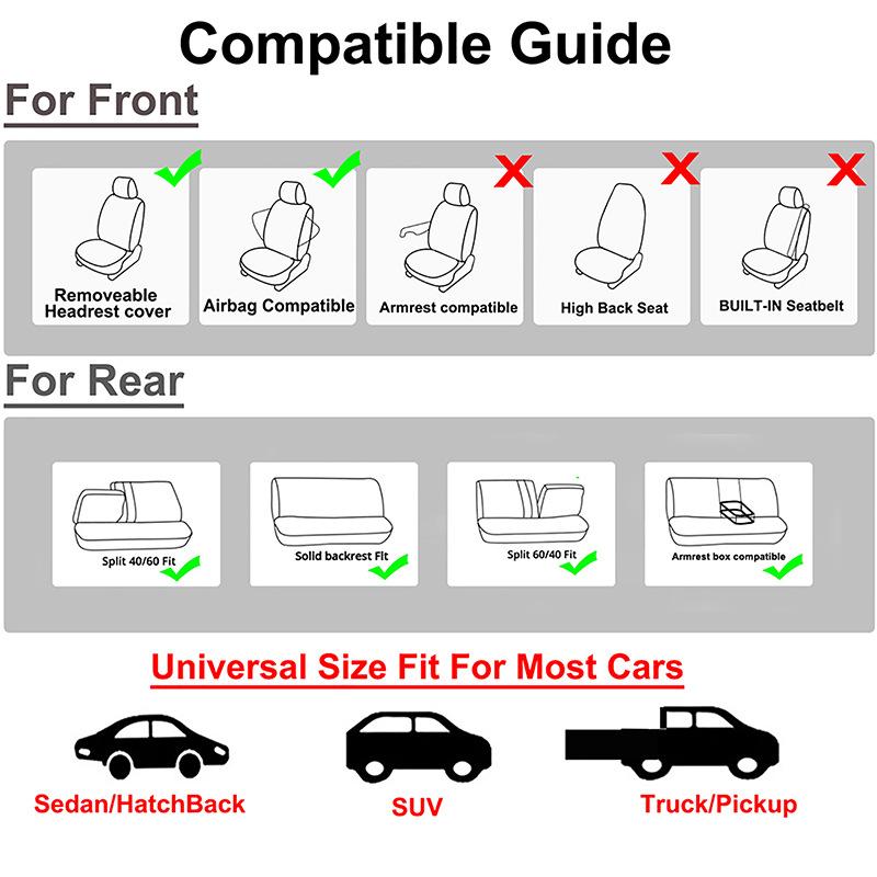 Universal Car Seat Cover Kit Full Seat Covers for Auto Car Seat Protect Luxury Breathable Mesh Seat Cover