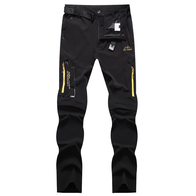 Men's Quick-Dry Detachable Hiking & Mountaineering Pants with Elastic Waistband and Team Logo.