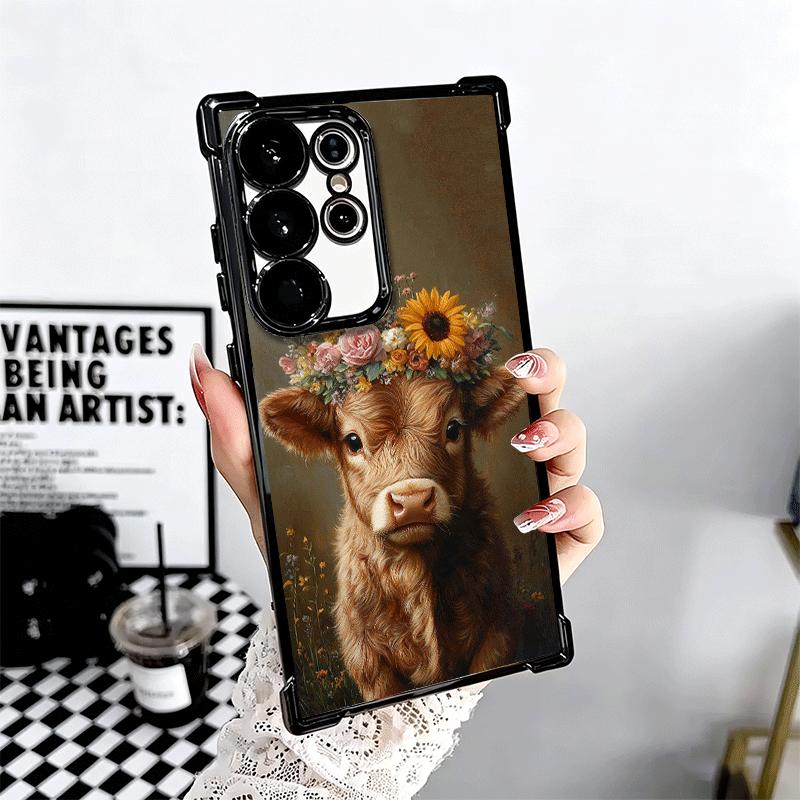 Niedliche Handyhülle mit Hochlandrind-Motiv für Samsung Galaxy S24, S25 FE, S26 Edge, S23 Ultra, S22, S21 Plus, S20 – sturzsichere Airabag-Schutzhülle