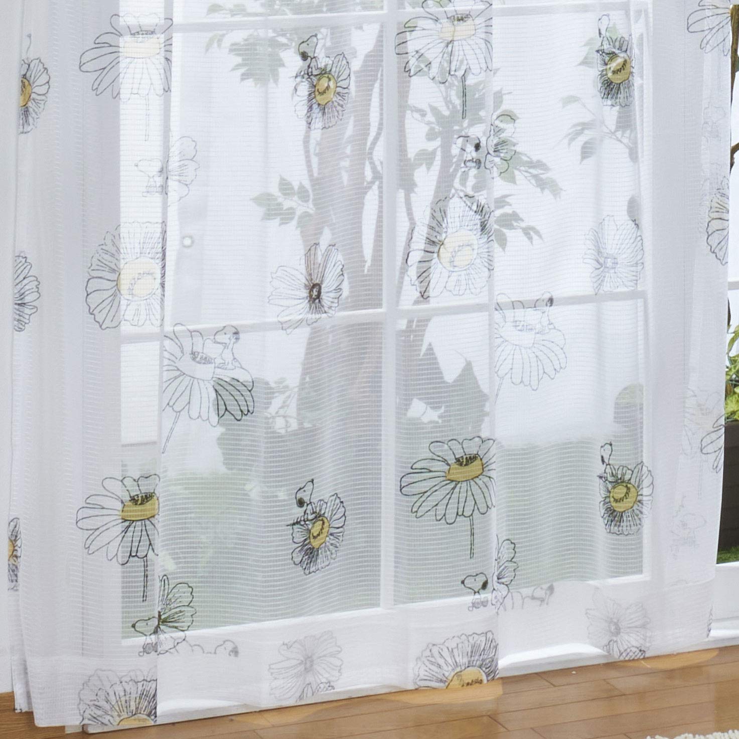 

Peanuts Snoopy SNOOPY Lace Set of Flower Width 100 x Length See-through UV-Cut Curtains, 2, Pattern, 176cm, KO-2