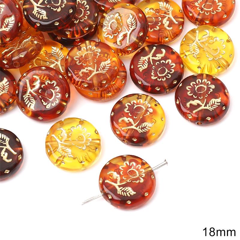 Vintage Amber Gold-Painted Oval Acrylic Beads for DIY Jewelry Making