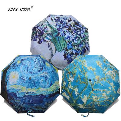 LIKE RAIN Märke Vikbart paraply Hona Vindtät Paraguas Van Gogh Oljemålning Paraply Regn Dam Kvalitet Paraplyer UBY01