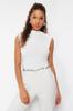 Women's Fashion New Bodysuit Black Close-fitting Knitted Body with Snap Fasteners