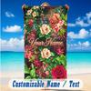 Floral Garden Theme Beach Towel Personalized Custom Name & Text Soft Quick Dry Beach Towel for Swimming Travel