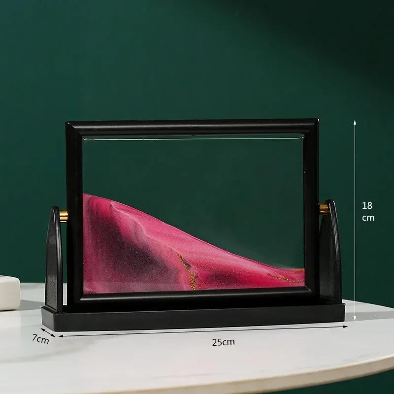Creative Moving Sand Art Painting Square Glass 3D Deep Sea Sandscape Quicksand Hourglass Rotatable Flowing Sand Home Decor Gifts