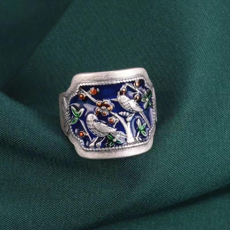 

Silver Plated Ethnic Style Retro Wide Band Open Ring