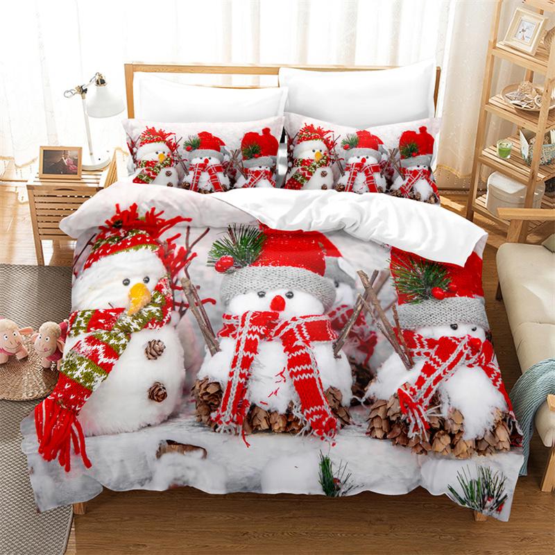 Christmas Snowman Bedding Set Duvet Cover New Year Gift Quilt Cover Boys Girls Bed Set Christmas Decorative House Bedding Set