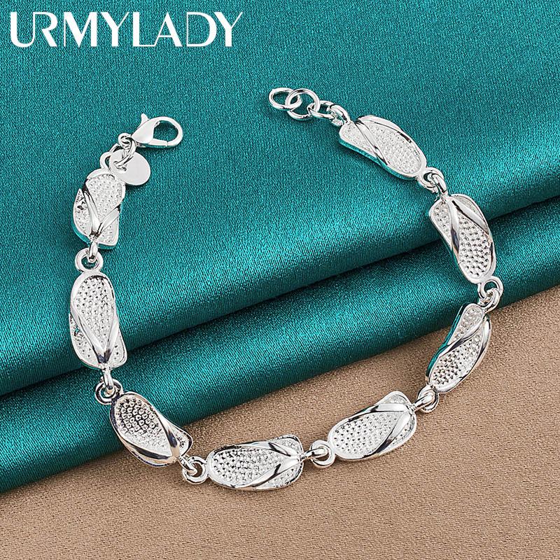 925 Sterling Silver Slipper Chain Bracelet For Women Fashion Wedding Party Jewelry
