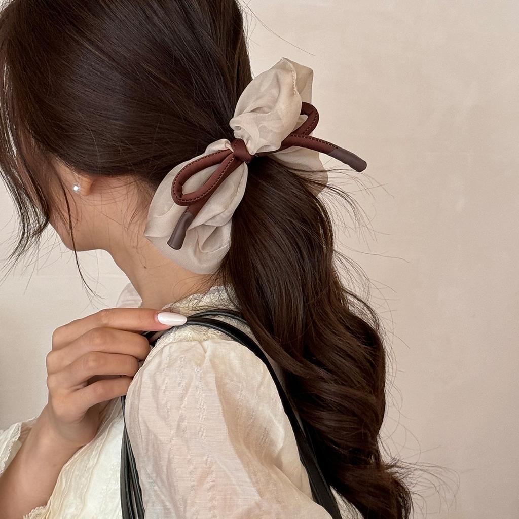French Chiffon Fabric Fluffy Hair Band, High-end and Sweet Bow Tie, Ethereal Ponytail Tie, Large Intestine Hair Band