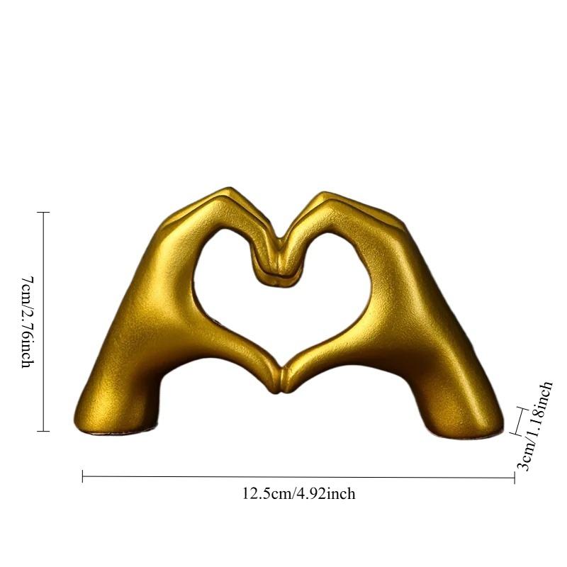 Heart Hand Statue Modern Love Finger Gesture Sculpture for Living Room Bedroom Home Shelf Desktop Decoration