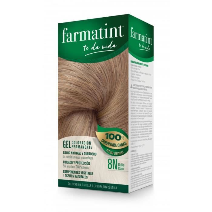 Coloration permanente - Farmatint - 8n Rubio Claro - Sans ammoniaque - Crème - Pour tous types de cheveux