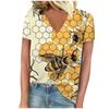 Women's T-shirt Summer Fashion Short Sleeved Top V-neck Daily T-shirt and 3D Checkered Women's T-shirt