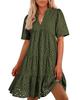 Abito da Spiaggia da Donna con Scollo a V in Pizzo - Manica Corta Gonna a Svasatura per Vacanze
