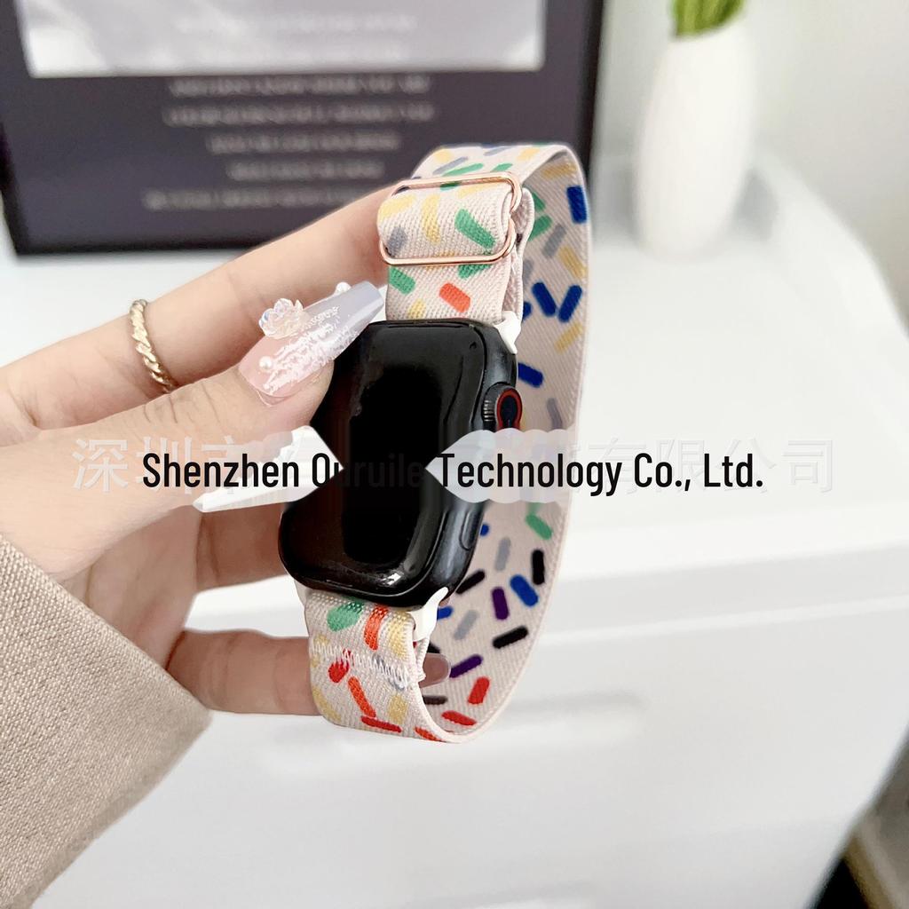 Adjustable Elastic Nylon Band with Sliding Buckle for Apple Watch iWatch7