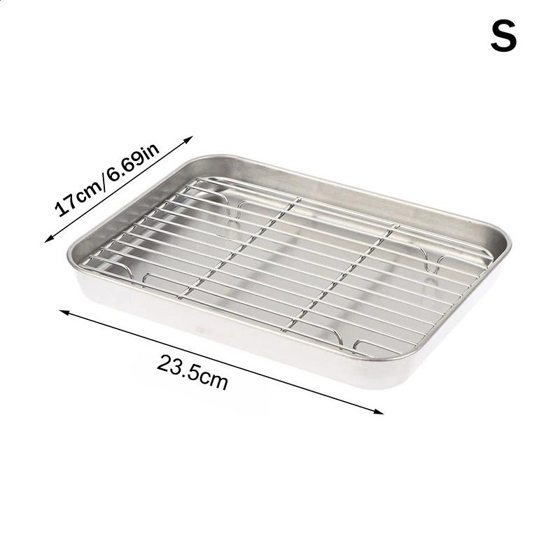Baking Tray Stainless Steel Strainer Square Plate Metal Rack Baking Pan Oven Barbecue Oil Filter Tray Barbecue Tool
