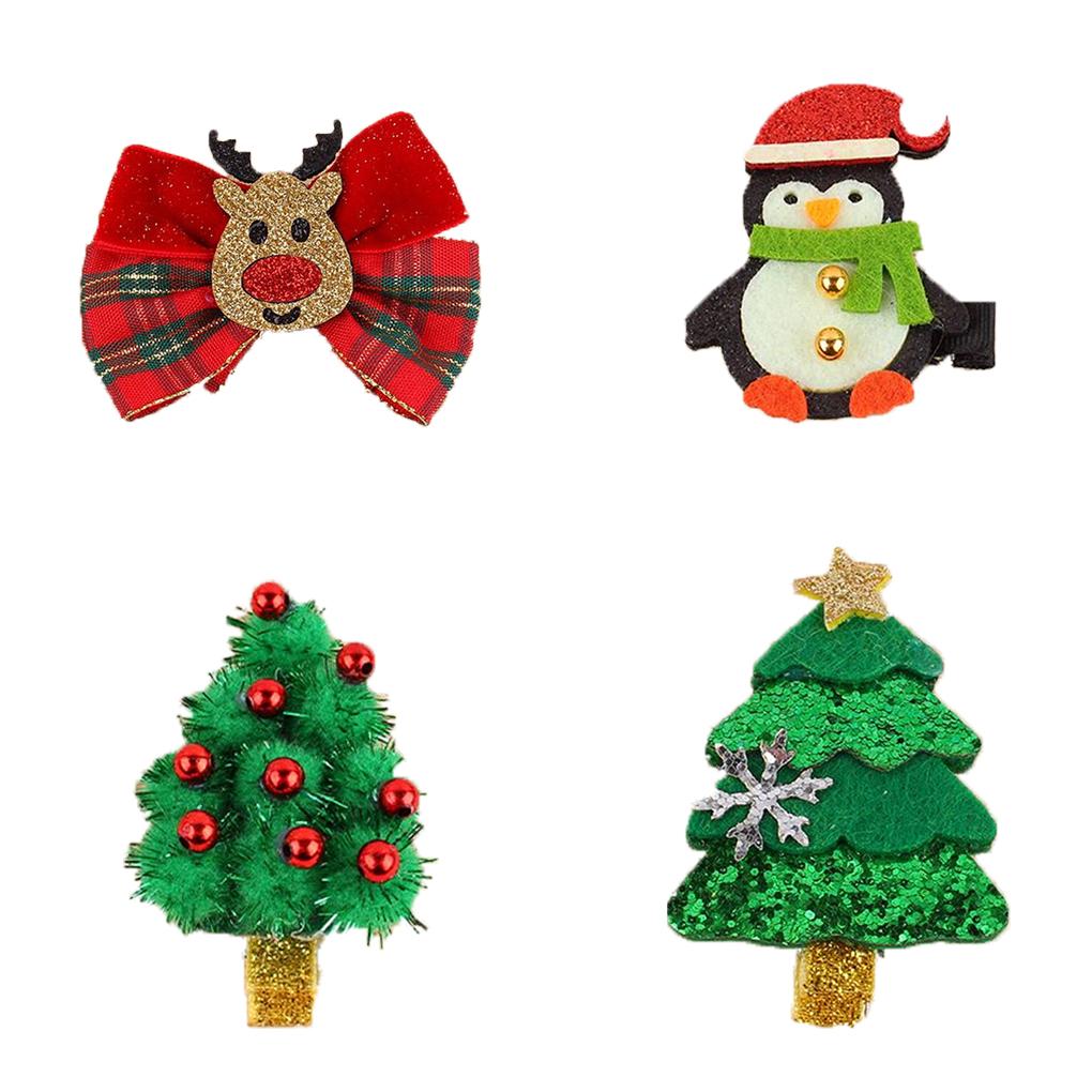 Chic Natal Grampo de Cabelo Aço Inoxidável Grampos Laterais Alce Pinguim Árvore de Natal Floco de Neve Bobby Pin Acessórios de Estilo Festa de Ano Novo