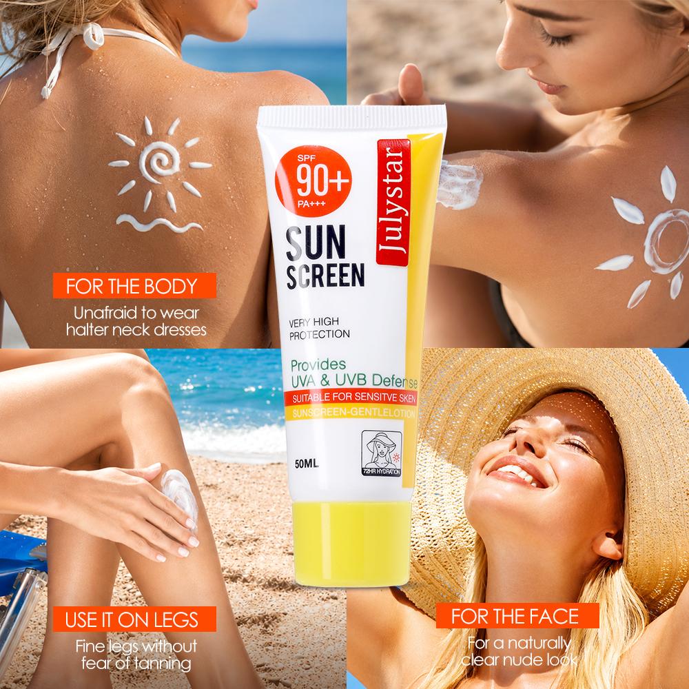 Sun Protection Cream Moisturizing UV Defense Lightweight Sunscreen Lotion Non Sticky Formula for Face Body Beach and Summer Travel