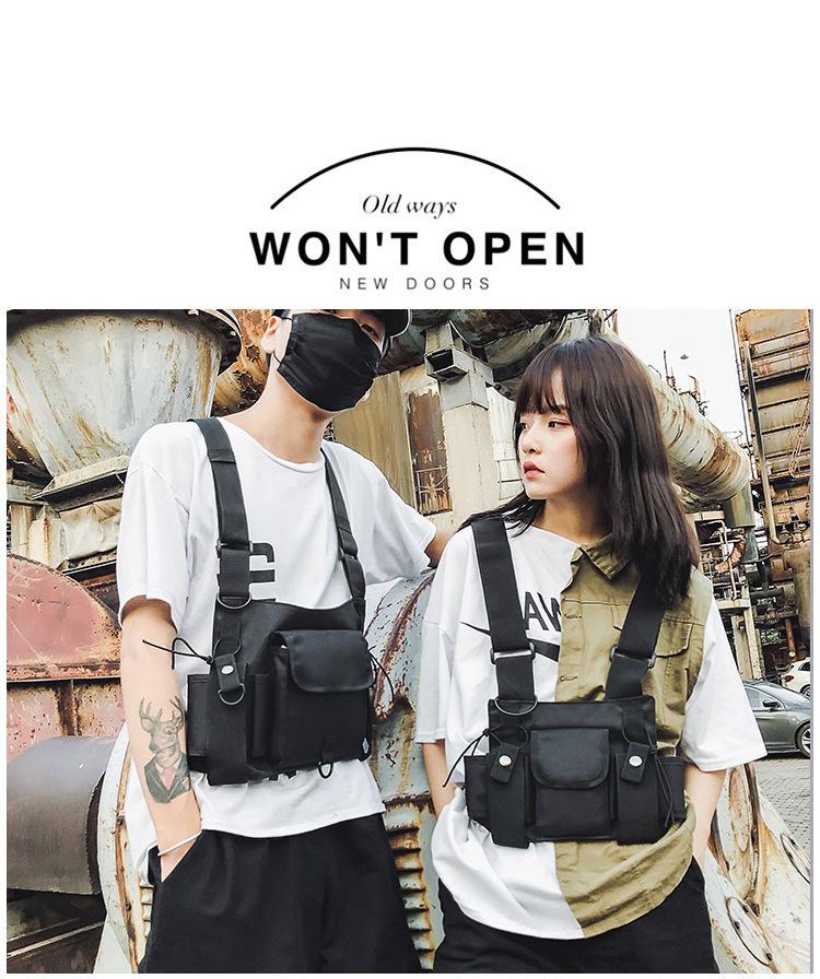 Hong Kong Taktyczna Torba na Klatkę Piersiową Hip-Hop: Funkcjonalna kamizelka unisex i plecak biodrowy