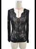 2024 Autumn/Winter Floral Lace Fan-Shaped Blouse for Women