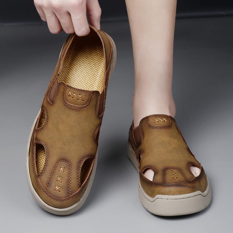 Heren Sandalen Zomer Comfortabel Man Casual Schoenen Mode Slippers Handgemaakt Ademend Lopen Rijden Voetbovenkleding
