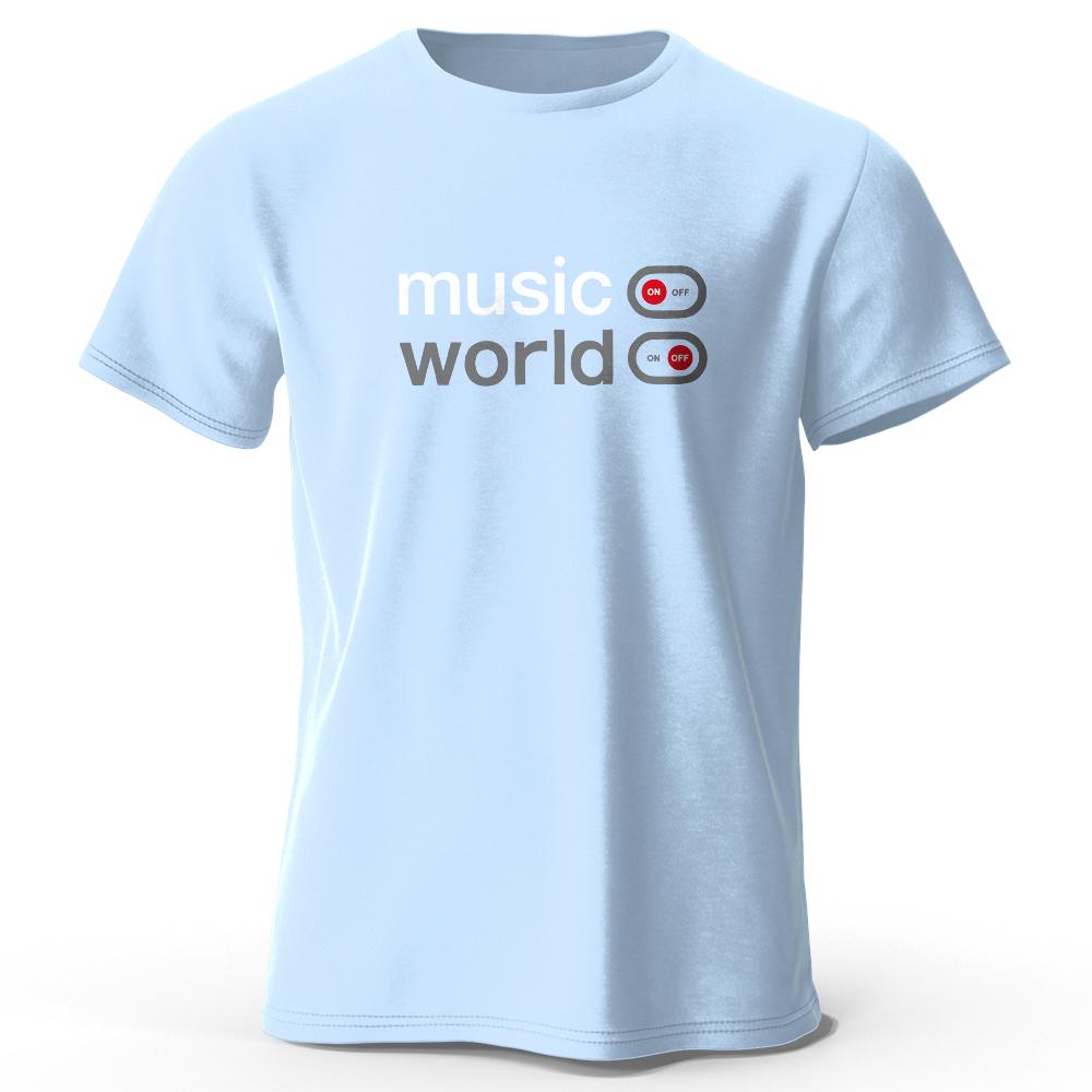 Music World Printed T-Shirt 100% Cotton Oversized Classic Funny Graphic Tees forUnisex Summer Tops