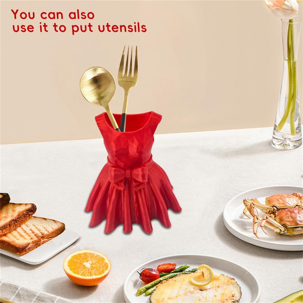Skirt Pen Holder Multifunctional Storage Box Red Bow Dress Shape Practical Desktop Decoration Box