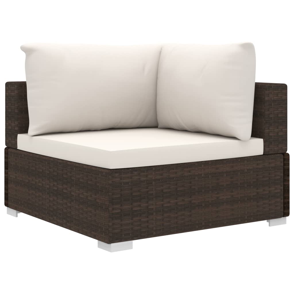 11 Piece Garden Lounge Set with Cushions Poly Rattan Brown