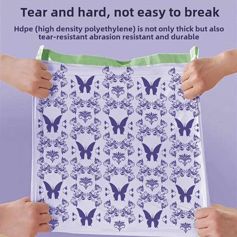 50 stuks Grote Capaciteit Lavendel Trekkoord Vuilniszakken Met Handvatten Voor Keuken, Badkamer, Slaapkamer & Woonkamer