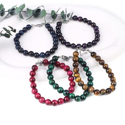Nova Pulseira Feminina de Estilo Pedra Natural Olho de Tigre Contas 8X8 MM Berloques Para Mulheres Presente de Aniversário Romântico