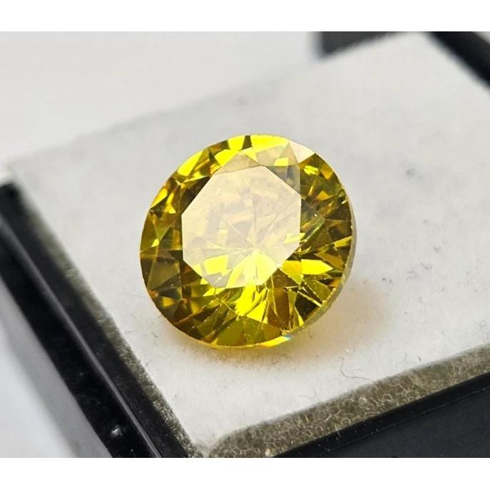 Schöner Zirkon Gelbe Farbe Runder Schliff 6+ Karat Zertifizierter Loser Edelstein