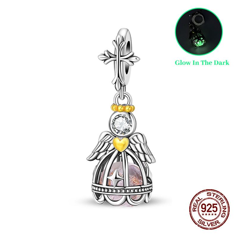 

Original Charms Beads Copper Luminous Sweet Angel Pendants For Woman Jewelry Birthday Gift For Bracelet Accessories