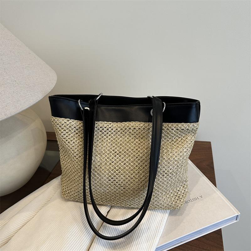 Summer New Fashion Straw Commuter Tote Bag Women's Retro High-end Casual Shoulder Armpit Bag