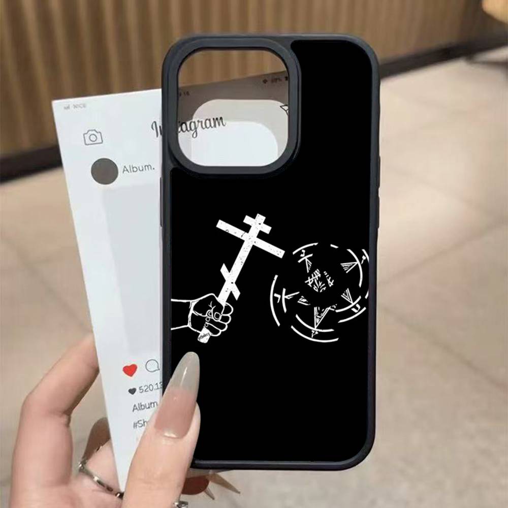 

Orthdox Cross Icon Black Silicone Hard Plastic Phone Case For Iphone 17 Air 16 15 14 13 12 11 Pro Max PC+TPU Cover iPhone 14 pro