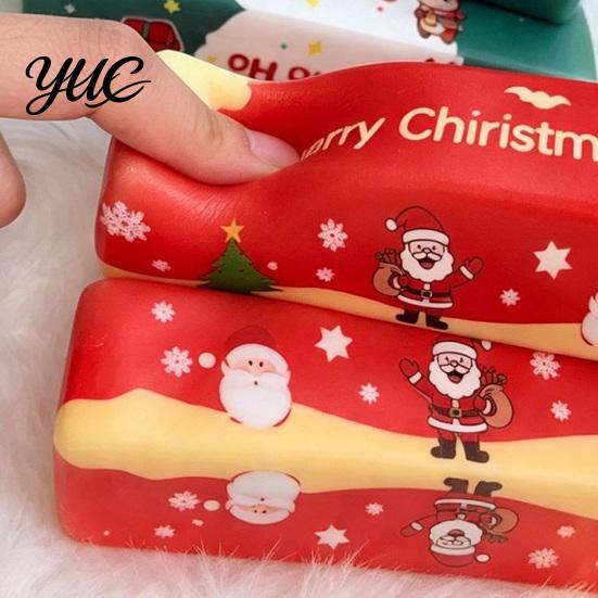 Slow Rebound Squeeze Toys Christmas Theme Butter Toy, Rising Fidget Stick Sensory Soft Cube Toy for Adults, Stress Relief Home Office Travel
