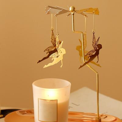 Metal Wedding Party Tealight Candle Holder Rotating Spinning Candlestick