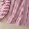 ZANZEA Women Casual Turn Down Collar Long Sleeve Loose Stripe Blouse