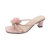 Large size women's shoes wide fat feet slippers women's sexy rose half drag summer 2025 new fashion high heel sandals
