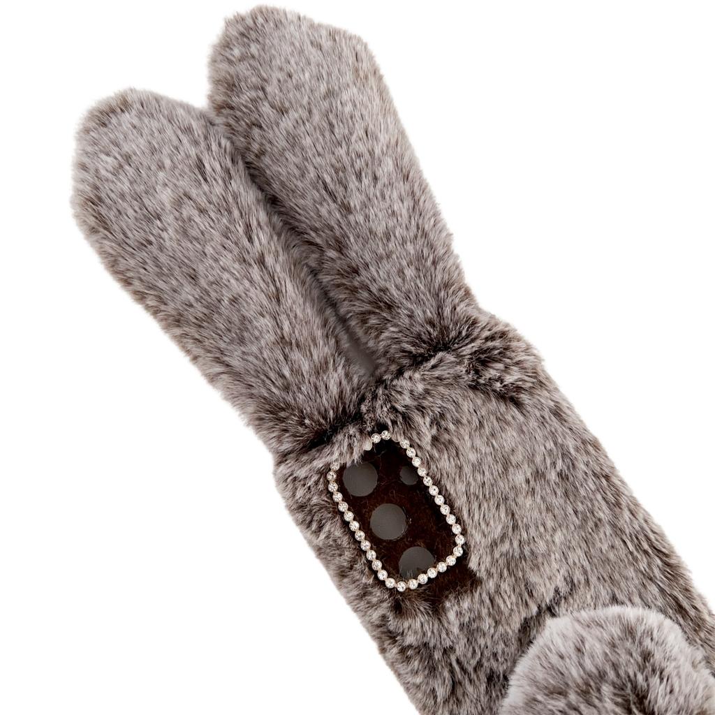 For Samsung Galaxy S24 Case 3D Bunny Ears Soft Furry Hairball Fuzzy Phone Cover