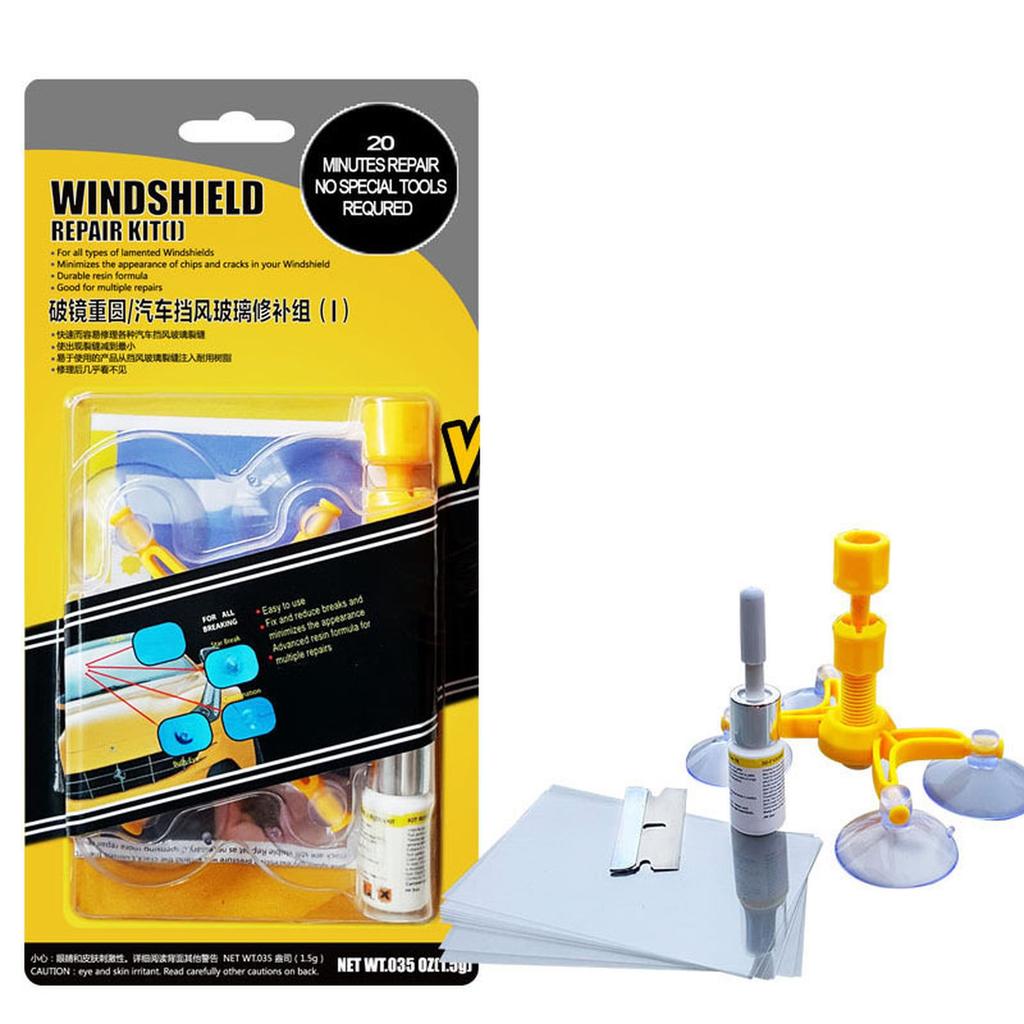 High Quality Windshield Kit Quick Fix Car Cracked Glass Windscreen Tool Kit Resin Sealer DIY Auto Window Screen Polishing 1ML