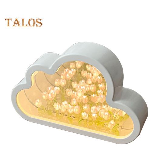 

Тюльпан облако зеркало ночник на батарейках DIY ручной работы 20 цветов зеркало облако атмосферный светильник прикроватная декоративная светодиодная настольная лампа набор для творчества A розовый