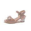 Girls’ Rhinestone Flower High Heel Sandals – Non-slip Soft Sole for Summer & Dance