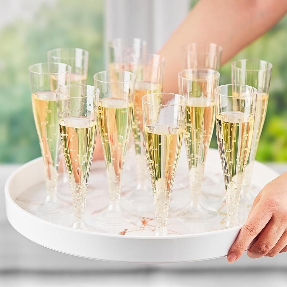 20pcs Plastic Champagne Flutes 4.5 Oz Clear Plastic Champagne Glasses Disposable Toasting Glass for Party Wedding Bar Supplies