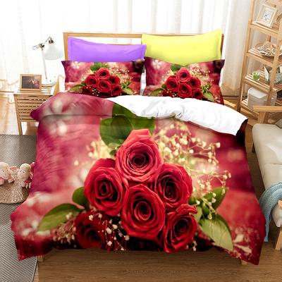 Conjuntos de Cama Rosa 3D Conjunto de Capa de Edredom com Fronha Twin Full Queen King Roupa de Cama Linho de Cama