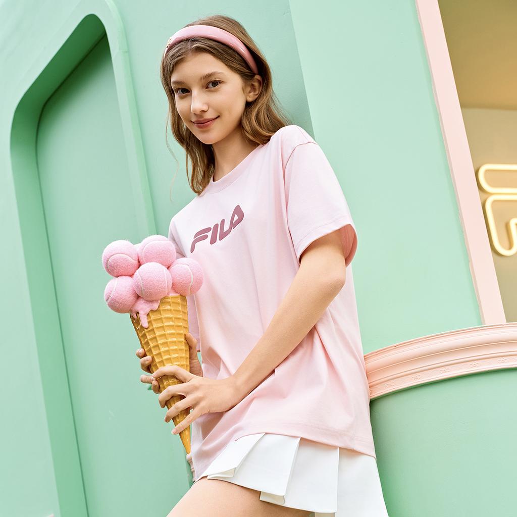 Fila Original Colorful Fashion Simple Classic Retro Big Logo Sports Trendy Casual Versatile Comfortable Loose Short Sleeve T-Shirt F51U619102FPK