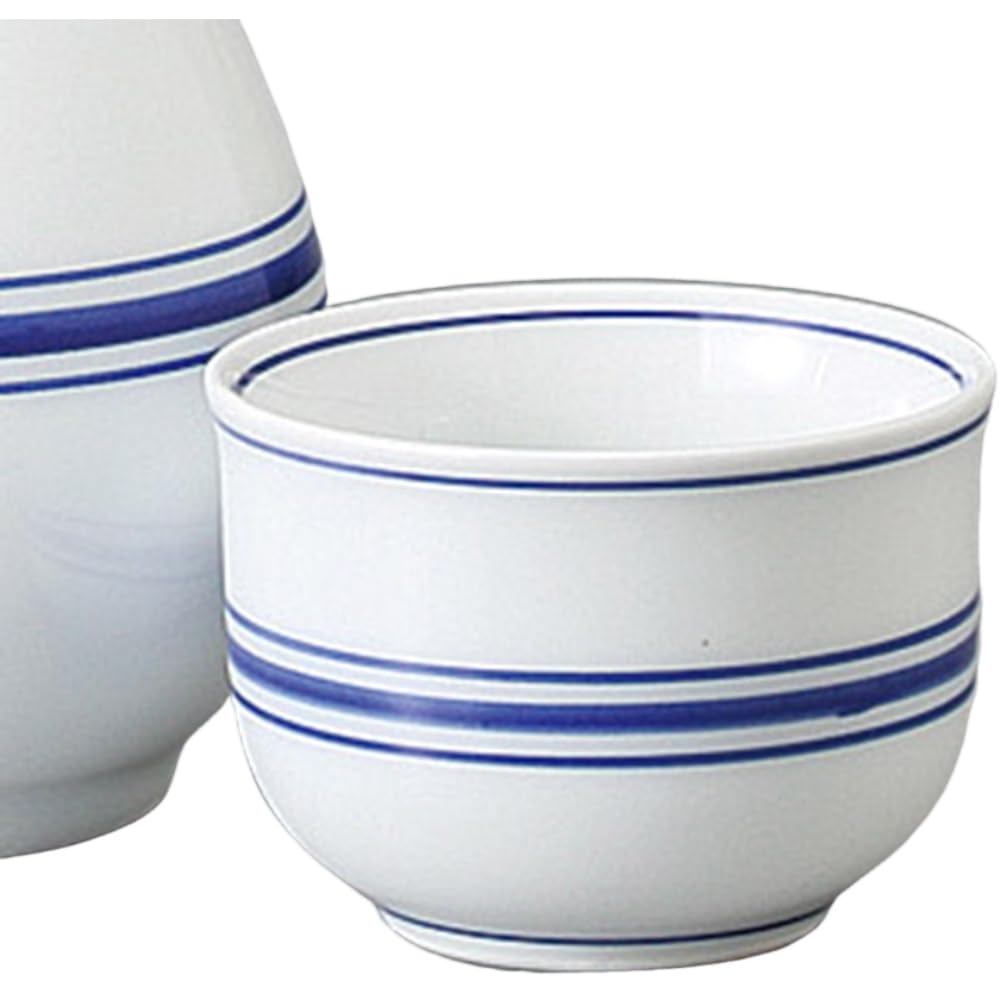 Sake Tokkuri and Ochoko x with Gosu Obi Mino Ware Includes Tokkuri and Sake Cup Ale-net Set, (Large) 8.1 H13.2cm (Approx. 300cc) (Gosu Obi) Belt,