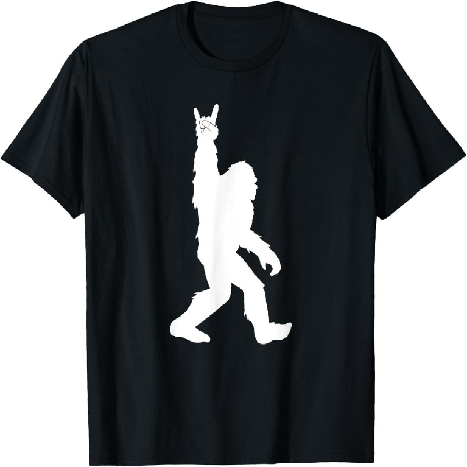 Funny Bigfoot Rock and Roll Tshirt for Sasquatch Believers T-Shirt S