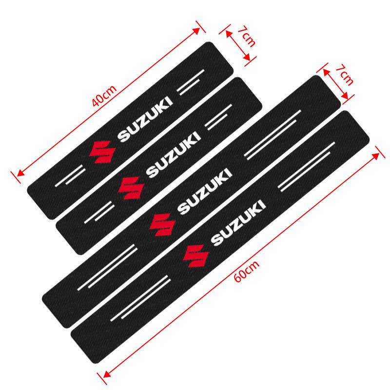 4Pc Car Door Plate Carbon Fiber Threshold Protector Sticker for Suzuki Jimny GW250 Samurai Vitara Swift Baleno SX4 Ignis Alto Splash Swace